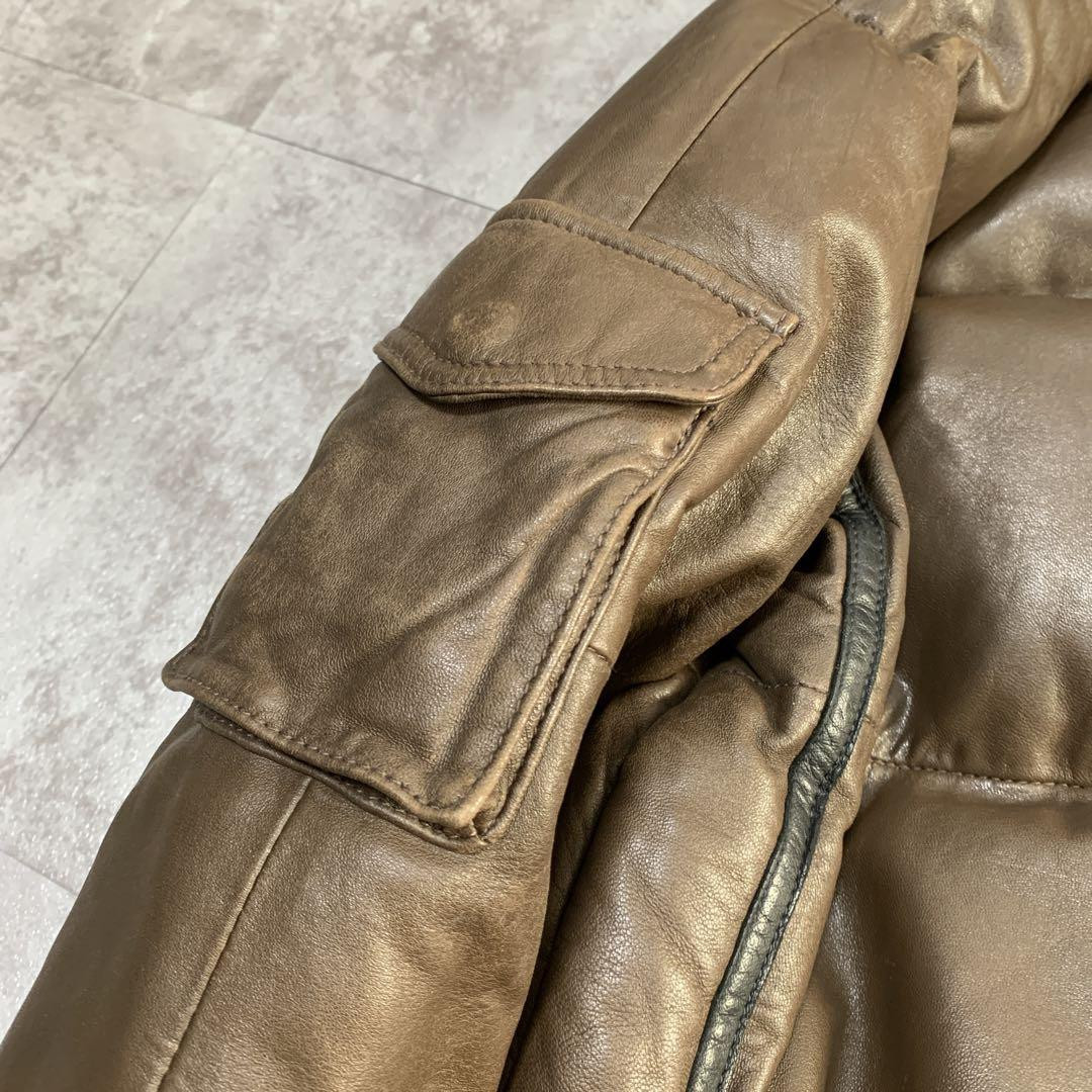 AVIREX 90s N2B Leather Down Jacket Brown L Lamb Leather AVIREX 90s N2B Leather Down Jacket Brown L Lamb Leather