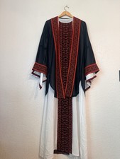 Vintage Palestinian Heritage Embroidered Thobe Abaya Dress Jacket Set L