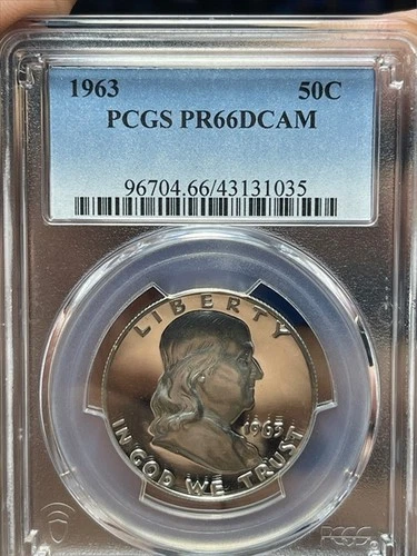 1963 Deep Cameo Proof Franklin Half Dollar PCGS PR66 DCAM
