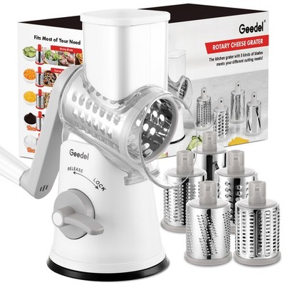 Geedel Rotary Cheese Grater Shredder - 10.24x9.2x9.37, Grey White 