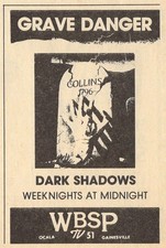 1984 WBSP OCALA,FLORIDA TV AD / DARK SHADOWS / GRAVE DANGER / GRAVE STONE