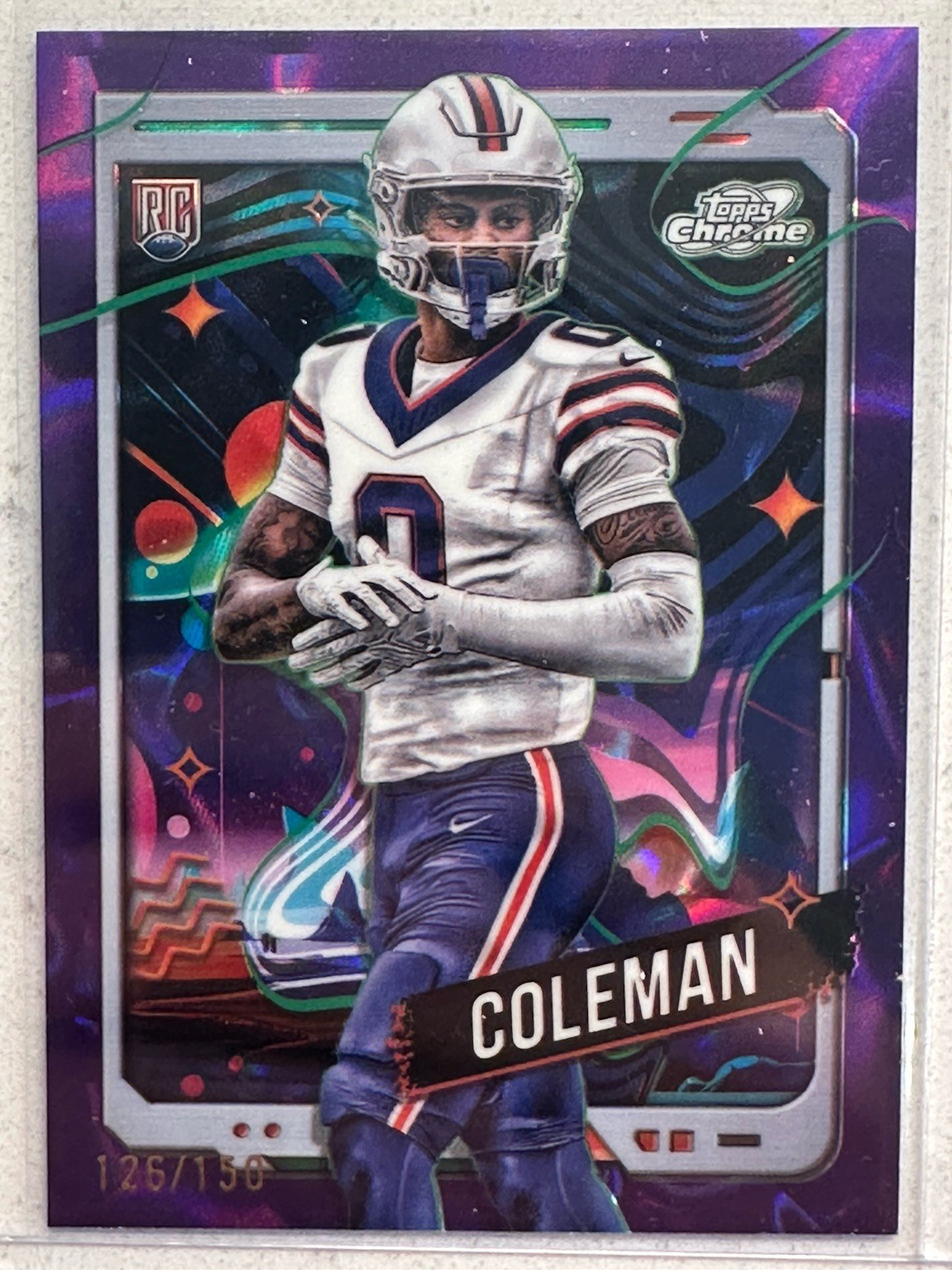 2024 Topps Chrome Cosmic #111 Keon Coleman Purple Nebula Refractors #126/150 RC