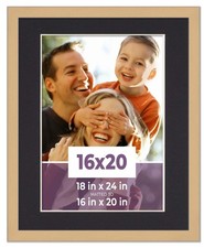 16x20 Frame Natural With Black Picture Mat For 16x20 Photo - Natural 18x24 Frame