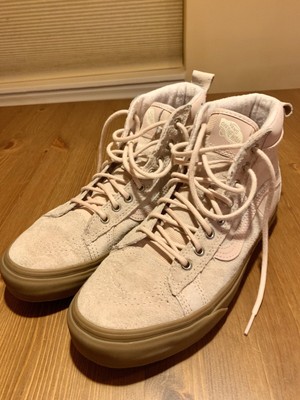 pink suede high top vans