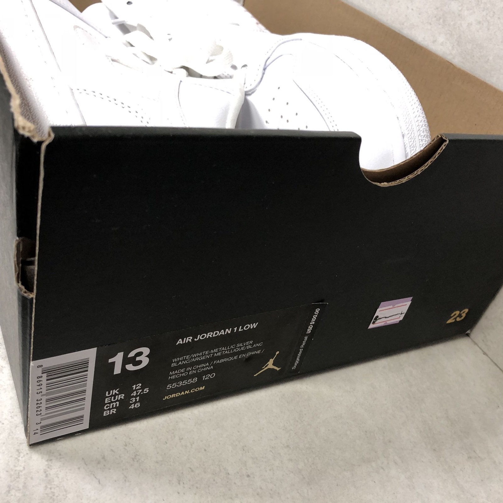 Nike Air Air Air Jordan 1 I Low 553558 120 Men's Size 13 White Metallic Silver Wings a1d97b Nike Air Air Air Jordan 1 I Low 553558 120 Men's Size 13 White Metallic Silver Wings a1d97b