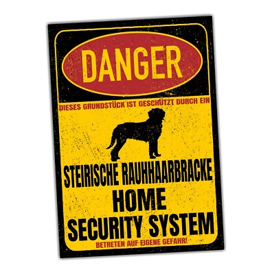 Steirische Rauhhaarbracke Schild Danger Security System Türschild Hundeschild Wa