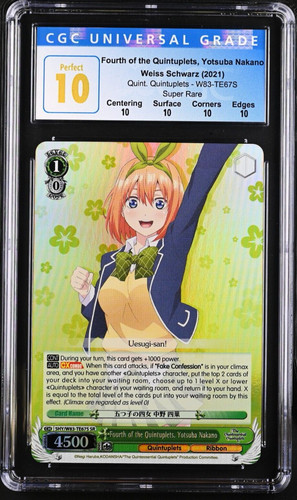 CGC Perfect 10 Weiss Schwarz 2021 Fourth of the Quintuplets Yotsuba Nakano SR