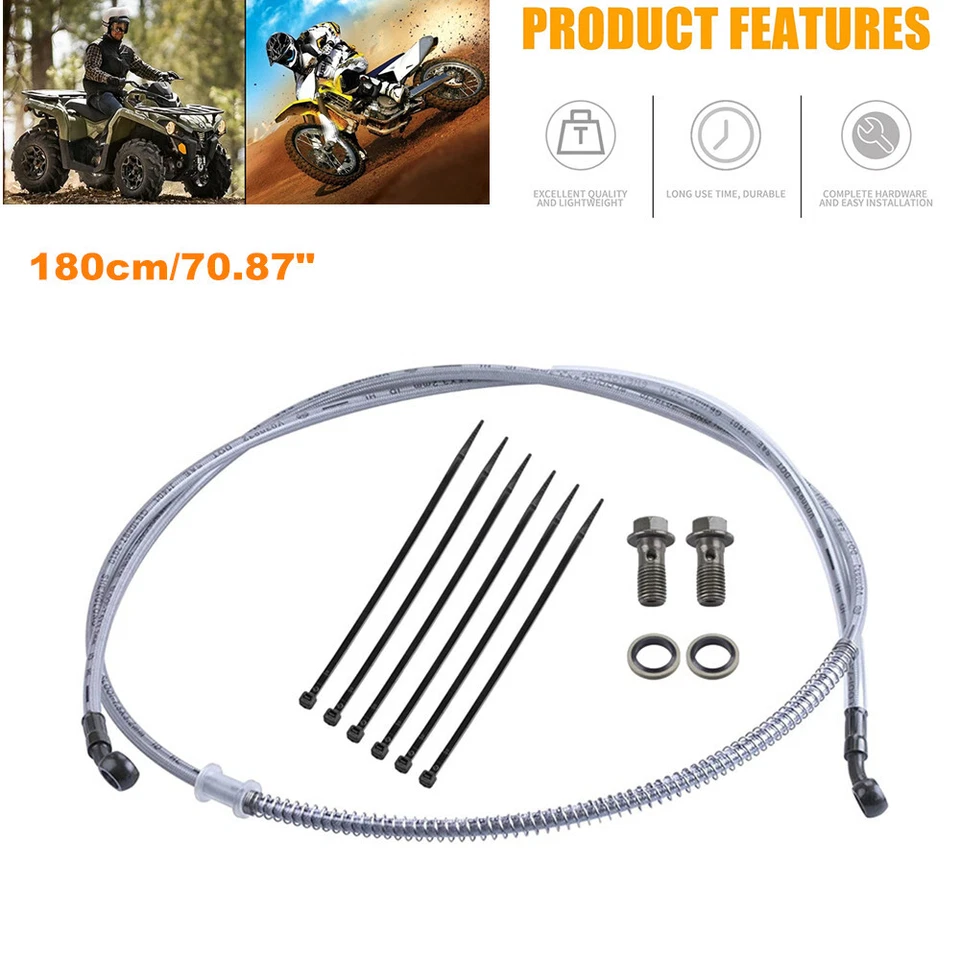Manguera de aceite de freno de motocicleta 180 cm/70,87" M10 extremo de acero inoxidable trenzado EE. UU. Foto 2 de 4