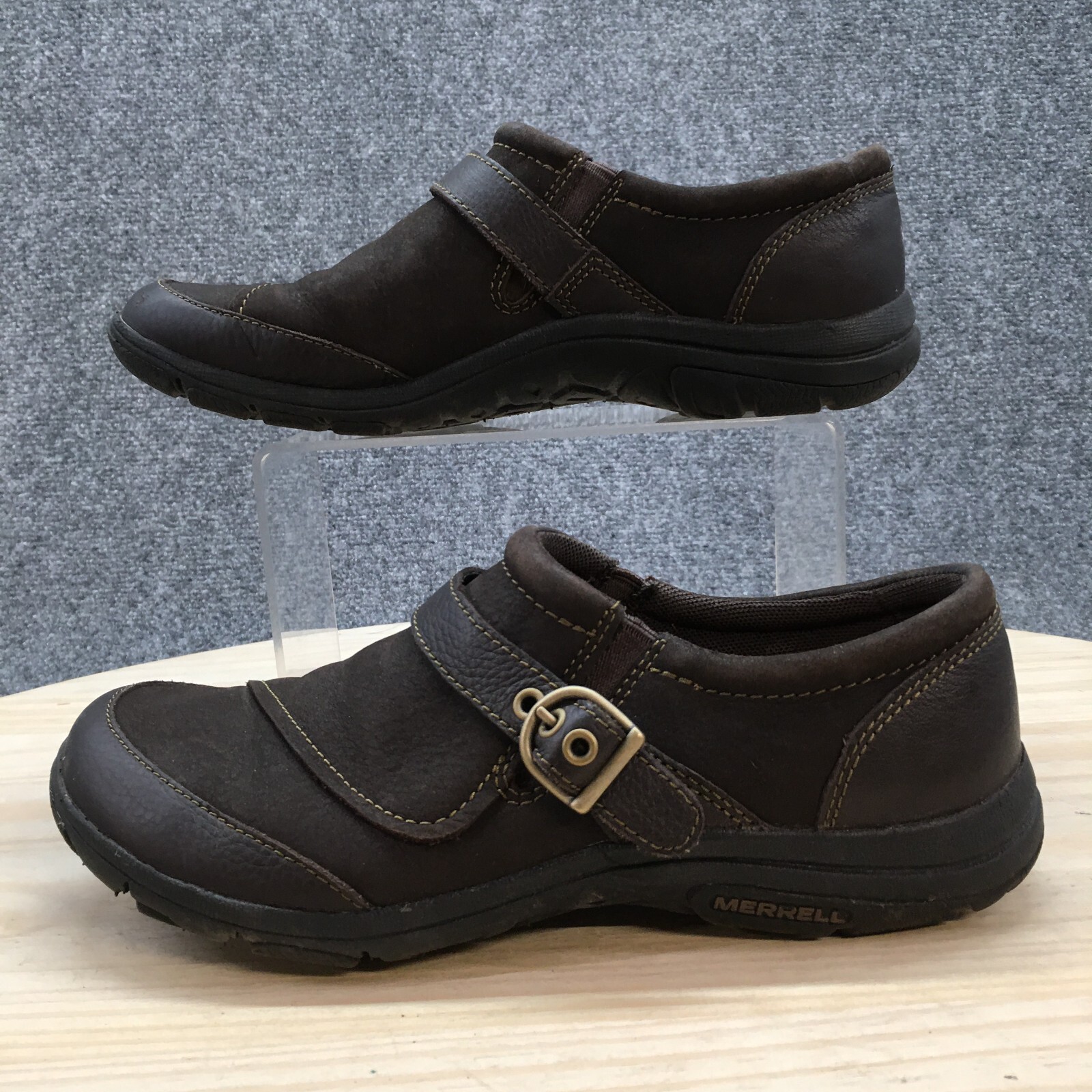 Merrell Shoes Womens 7 Dassie Buckle Slip On J69082 Brown Leather Flats  Comfort | eBay