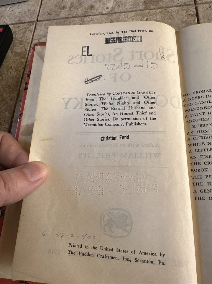 The Short Stories of Dostoevsky 1946 Vintage Hardcover William Phillips Editor - Image 4 of 4