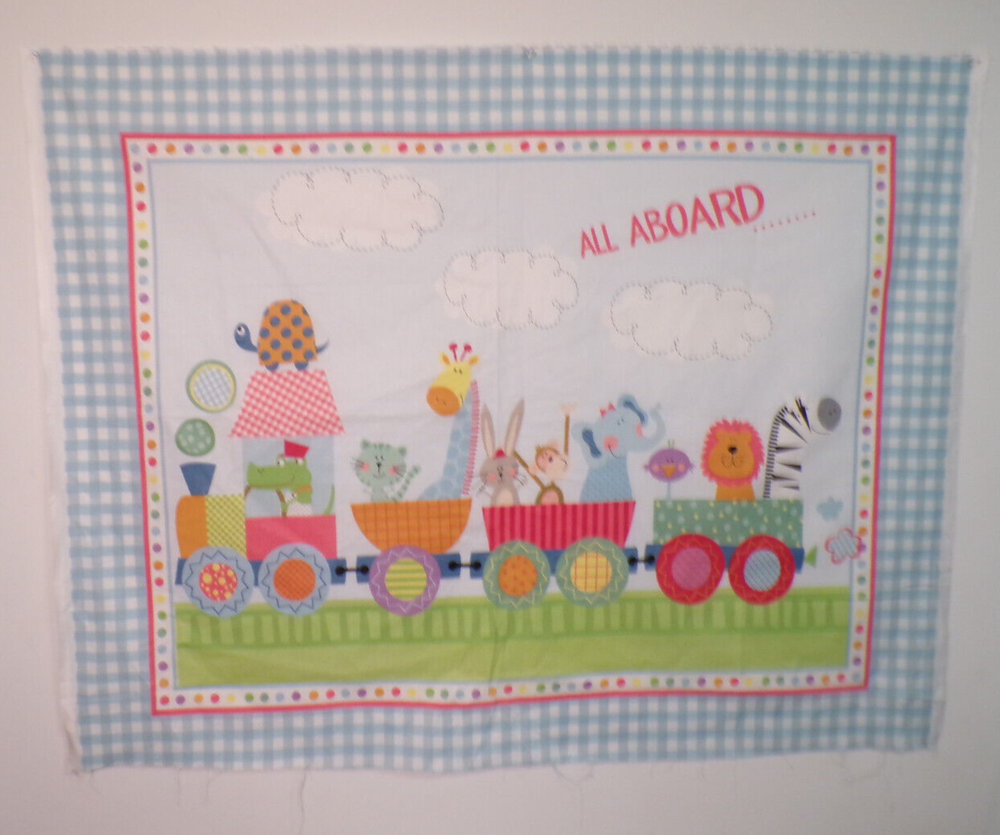 Animal Train Baby Panel Fabric Quilt Panel quilt top panel Animal Train Baby Panel Fabric Quilt Panel quilt top panel