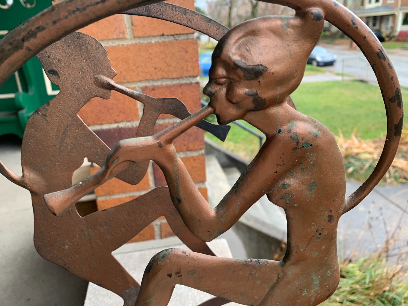 Antique Art Deco Egyptian Revival Seville Art Studios Flute Player Magazine Rack