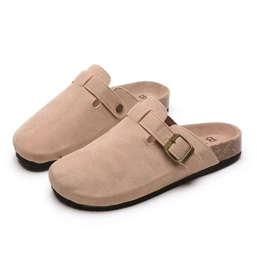 Clogs Hausschuhe Kork Fußbett Sandalen Wildleder Pantoletten Rutschen Berufssch - Bild 10 von 26