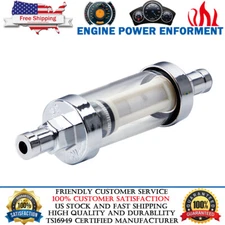 Universal 3/8" Chrome Glass Clearview Fuel Filter Inline Reusable Car Motorcycle