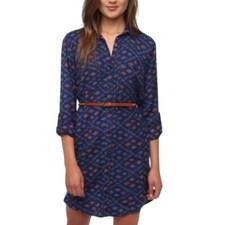 Vintage Ecote x Urban Outfitters Printed Casual Button Front Relaxed Shirt Dress