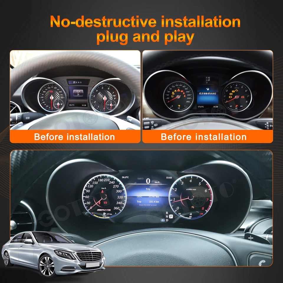 Cuadro de instrumentos digital LCD compatible con Mercedes Benz Clase C W205 2015-2018 Foto 3 de 4