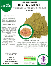  idHerb POWDER Biji Klabat Trigonella foenum-graecum Natural Organic Herbal