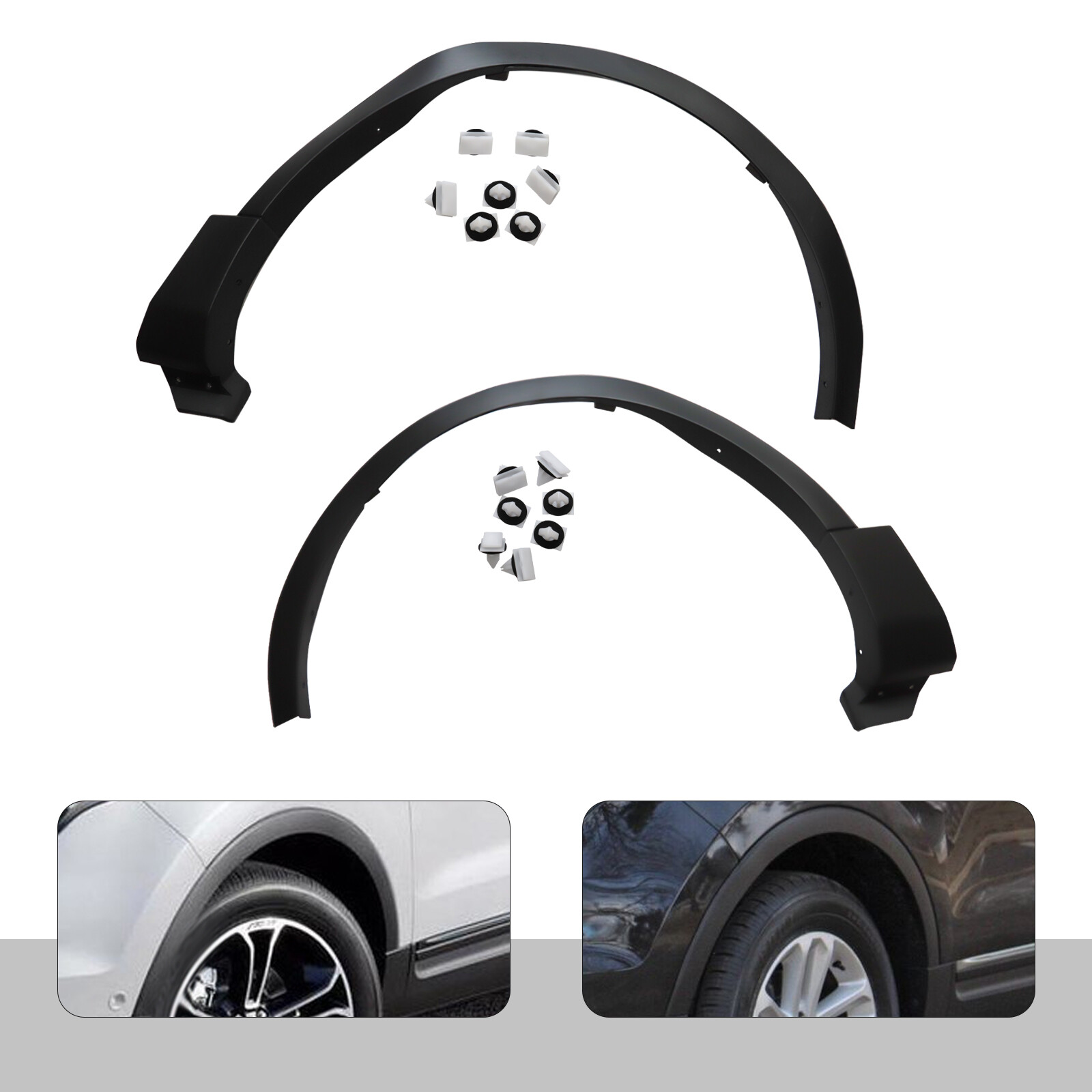 Pair Front Fender Flare Wheel Well Arch Molding For 2011-2015 Ford Explorer