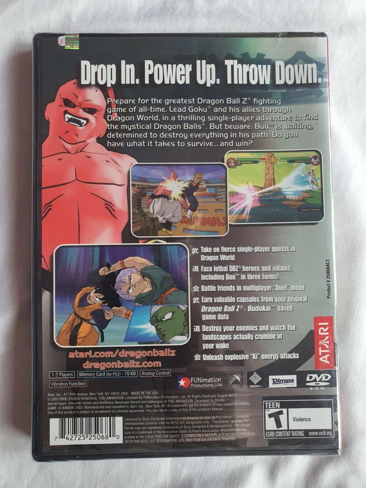 Dragon Ball Z : Budokai 2 (NTSC-U/C) (Sony PlayStation 2 PS2) - Image 2 of 2