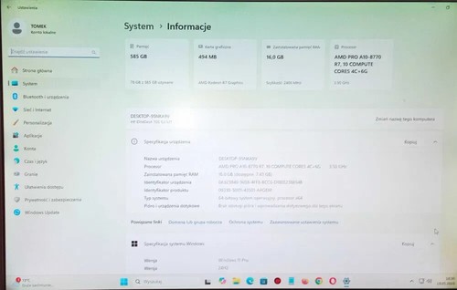 Komputer HP EliteDesk 705 G3 Procesor 3,5GHz 4 rdzenie Ram DDR4 16GB - Zdjęcie 8 z 10