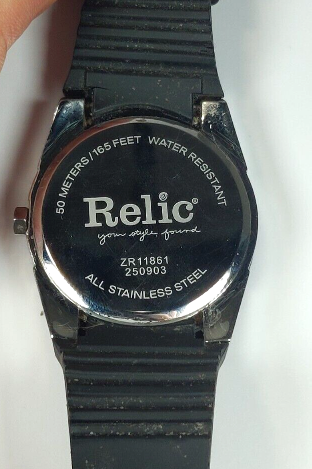 RELIC BY FOSSIL MEN'S WATCH JAKE ZR11861 RAISED BLUE CRYSTAL W/DATE