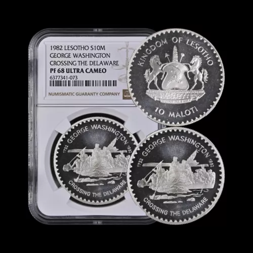 LESOTHO. 1982, 10 Maloti, Silver - NGC PF68 - Top Pop 🥇 LA Olympics, Hurdling