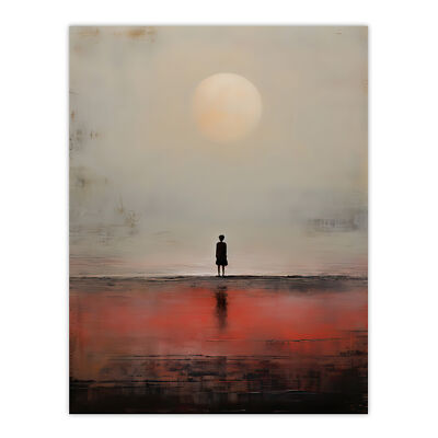 Alone with the Sea Minimalist Misty Seascape Sunset Wandbild Poster Druck
