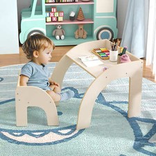 Wooded Toddler Table and Chair Set Kids Desk and Chair Set-White