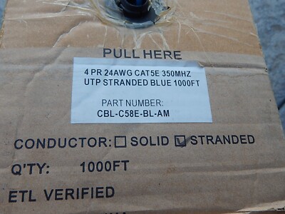 GRANDMAX C58E BL AM CABLE 4pr 24 AWG 350MHZ UTP CAT 5E 900ft+/-