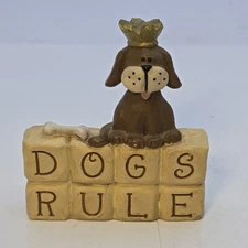 Blossom Bucket Suzi Skoglund Shelf Sitter "DOGS RULE"  Figurine 2½W X 2¾H. 2009