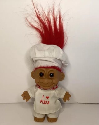 Russ ''I Love Pizza'' Troll Doll Baker Chef s Hat Red Hair 5 Inch