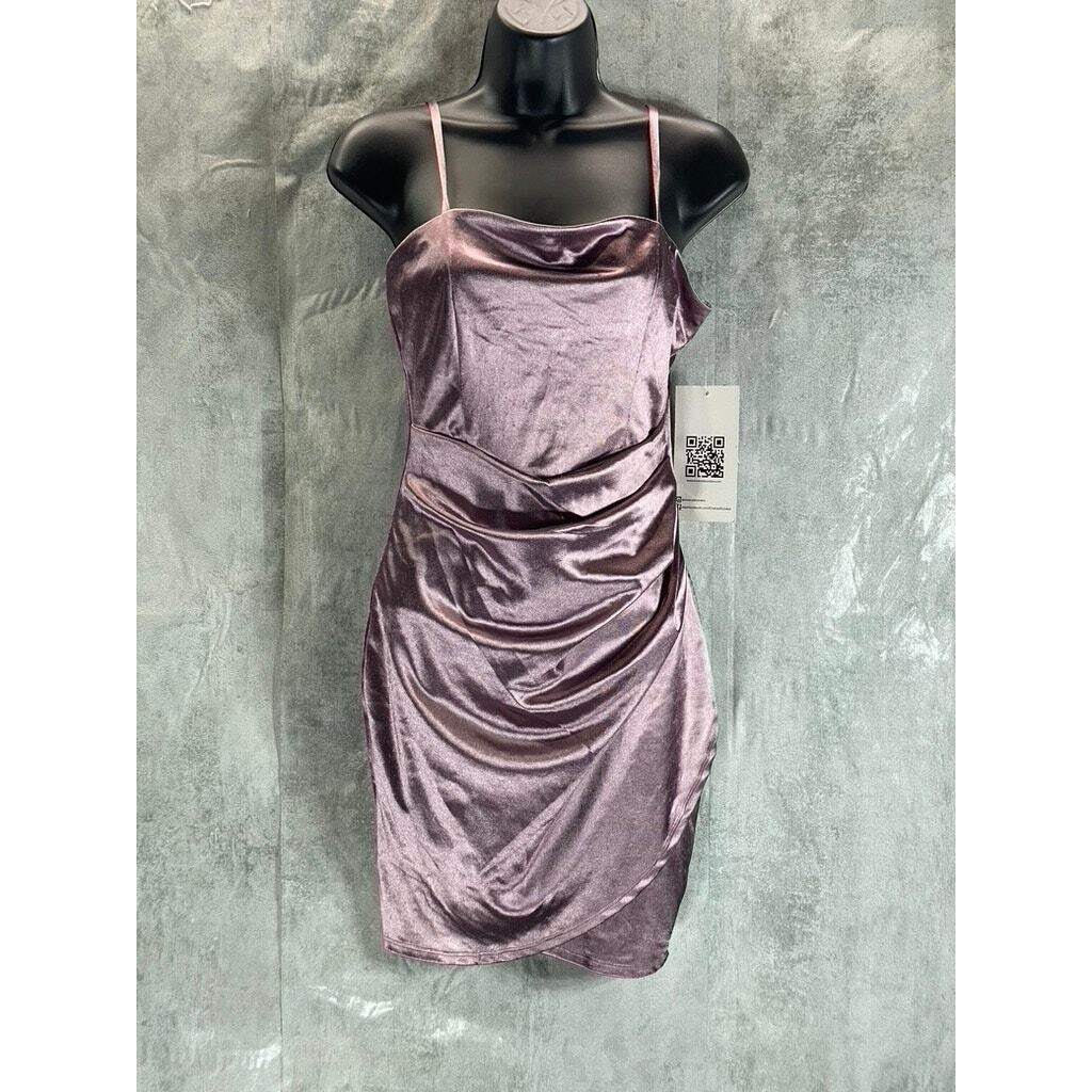 emerald sundae juniors' ruched asymmetric bodycon dress Emerald Sundae Juniors' Strapless Ruched Mesh Bodycon Midi Dress - Fuschia