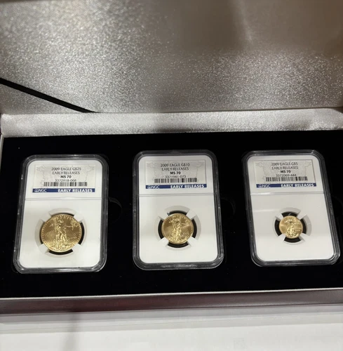 2009 Eagle Gold $25, 10,  & 5 Early Releases MS 70 NGC with wood box