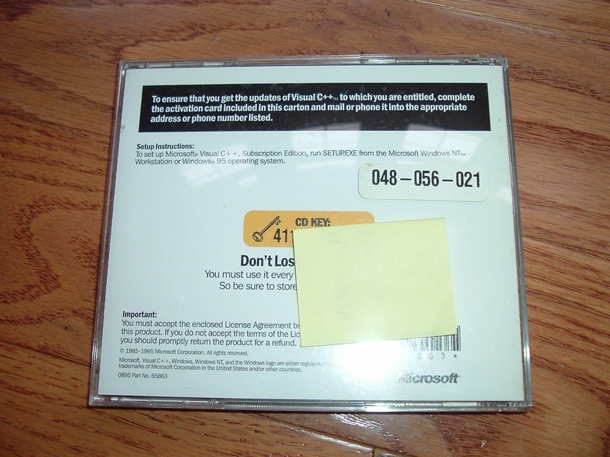 Microsoft Visual C++ 4.0 Subscription - original CD with CD Microsoft Visual C++ 4.0 Subscription - original CD with CD