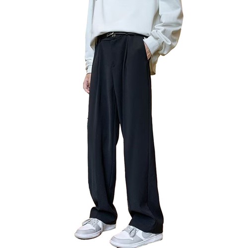 Drapowane długie workowate spodnie męskie rekreacyjne styl koreański streetwear mo - Zdjęcie 12 z 40