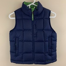 L.L. BEAN Boy's Goose Down Insulated Full-Zip Quilted Puffer Vest Blue Sz S 8 