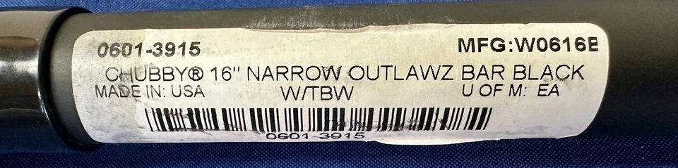 Wild 1 Chubbys 0601-3915 16" Narrow 1-1/4" Outlaw Bars Black Foto 3 de 4