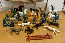 Vintage Plastic Cowboys  Horse Animal Toy Lot G10