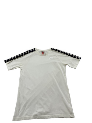 Kappa Mens White Stripe Short Sleeve T-Shirt L Regular Cotton