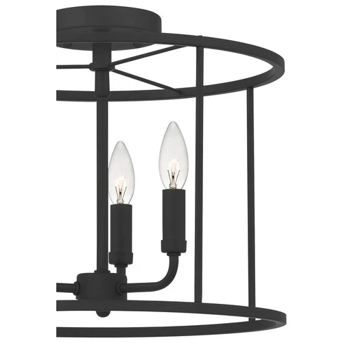 Quoizel Abner 14" Wide Matte Black 3-Light Ceiling Light - Picture 6 of 7
