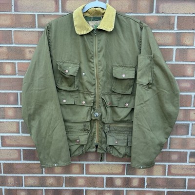 60s Ideal Utility Fly Fishing Jacket Green Zip Up Collared Mens Medium Vintage
