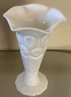 VTG White Milk Glass L.E. Smith Moon & Stars Flared Tulip Flower,  Rare Bud Vase