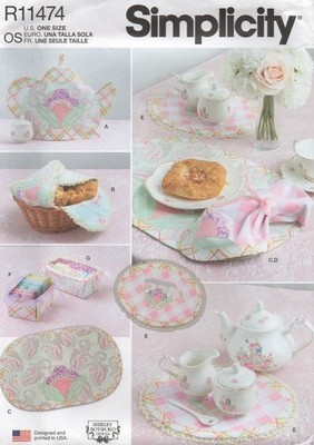 Simplicity Schnittmuster 9573 11474 Tea Party Tischplatte Teewärmer Platzsets Neu