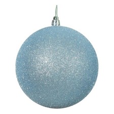 Pemberly Row 4" Plastic Ball Ornaments in Glitter Baby Blue Set of 6 