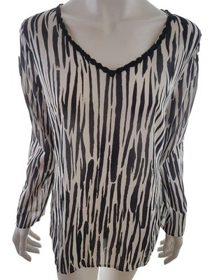 L.K. BENNETT Damen Tunika Bluse Gr. L Schwarz Baumwolle 100% Langer Ärmel