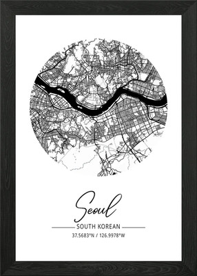 Seoul Area City Map Framed Wall Art Poster Canvas Print Picture