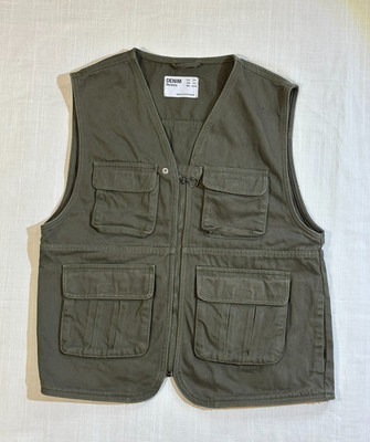 DENIM Bershka Herren Weste Outdoor Weste, Dick. Grün.Gr. S-M. Top Zus.