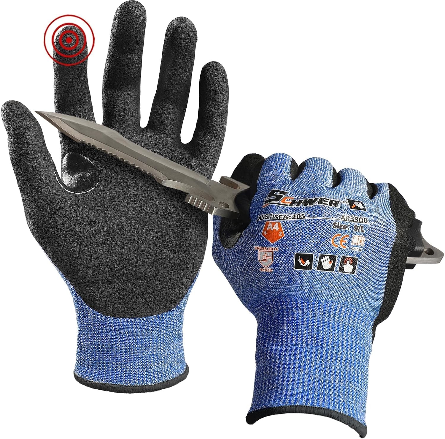 Cut Resistant Gloves ANSI A4 Level AR3900 Size L Lightweight Thin Touch Screen
