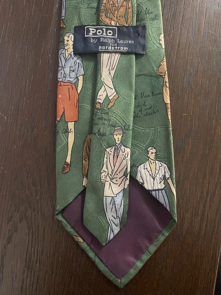 Polo Ralph Lauren Hecho a Mano en EE. UU. Vintage Ropa de Hombre Estampado Corbata de Seda Foto 4 de 4