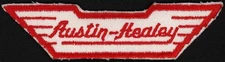 Vintage uniform patch AUSTIN-HEALEY die cut red and white new old stock n-mint+